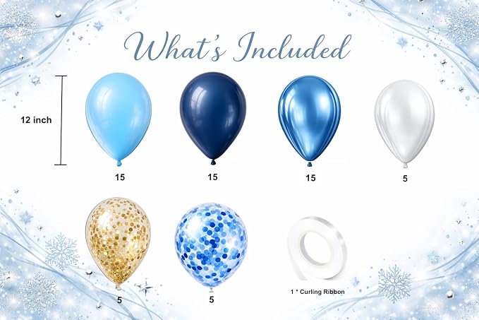 Metallic Blue Balloons 12 Inch – 60 Pack Blue & Gold Balloon Kit - Image 2