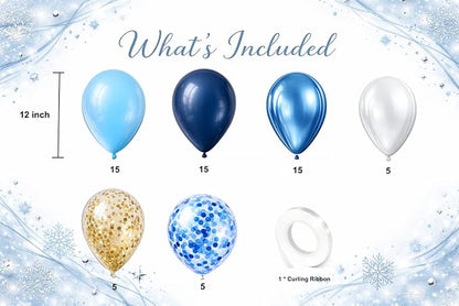 Metallic Blue Balloons 12 Inch – 60 Pack Blue & Gold Balloon Kit - Image 2