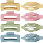 Hair Clips for Women 4.3 Inch Large Hair Claw Clips 8 pcs Square Claw Clips & Flat Hair Clips for Thick or Thin Hair French Concord Hair Barrettes Alligator Hair Accessories for Women (Colorful)