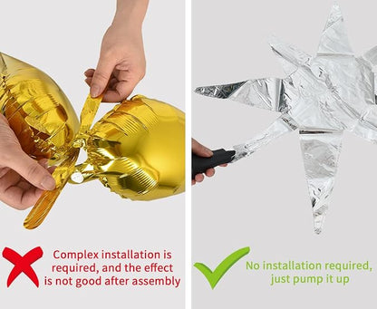 TONIFUL 4 Pcs Explosion Star Balloons Silver Foil Balloon Party Decorations | - Image 3