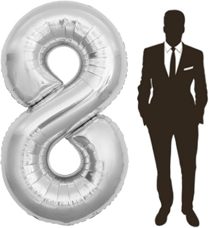65 Inch Giant Silver Foil Number Balloon, Old Children's Birthday Party Helium by Yimenbloon