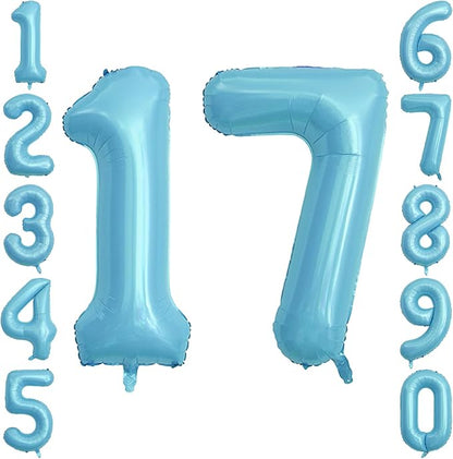 Pearlescent Blue Number 17 Balloon 40 Inch, Giant Light Blue Foil 17th Birthday by Unknown