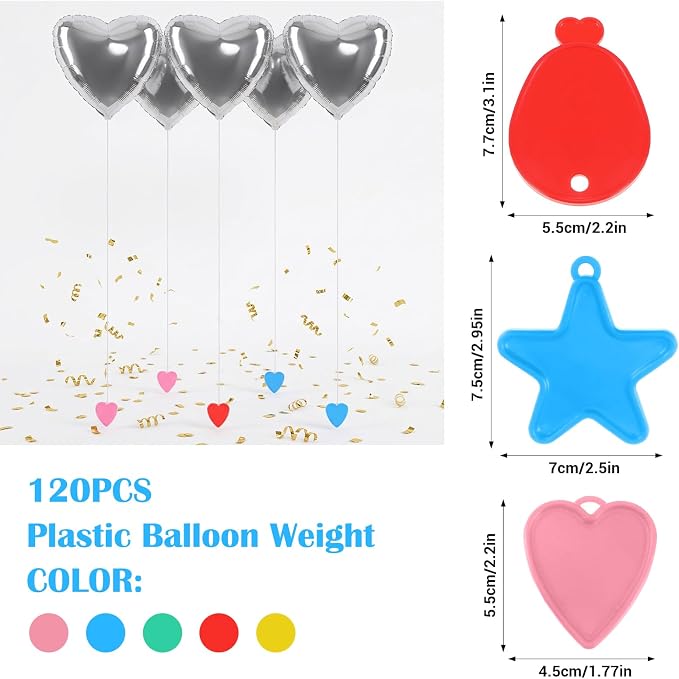 120 Pcs Balloon Weights Set, Plastic Decorative Weights - Image 2