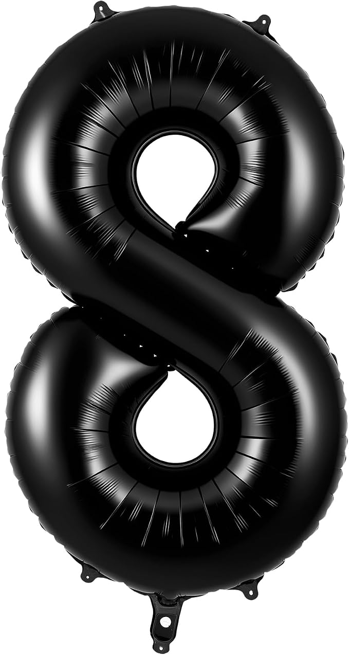 Black Number 8 Balloons 40 Inch Large Foil Balloons, Giant Number Balloon by TOTAFAM