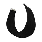 Full Shine 18Inch Black Virgin Tape in Hair Extensions Remy Tape in Human Hair Extensions Color 1 Black 25 Gram Seamless Unprocessed Skin Weft 10Pcs for Women