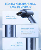 Hair Dryer, 150000 RPM Lightweight High Speed Ionic Blow Dryer for Fast Drying, 500 Million Negative Ions Care & Heat-Control Hairdryer with Magnetic Diffuser & Nozzle, 5 Temps & 3 Speeds