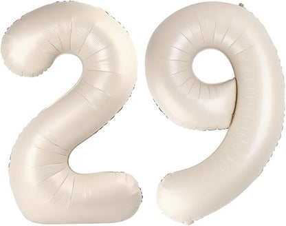 Foil 40 Inch Big Cream White 29 92 Balloon Number, Giant Happy 29 92 Birthday by Upgesy