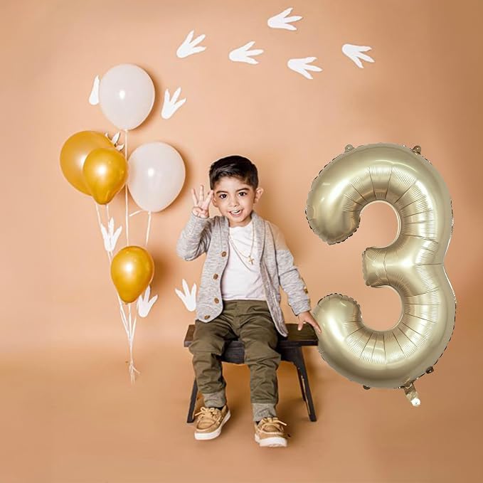 Large Light Gold 3 Balloons, 40 Inch Metallic Champagne Gold Helium Mylar Foil - Image 5