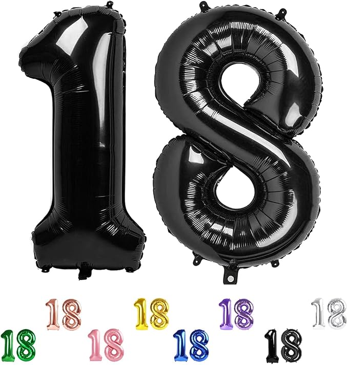 Number Balloons 18 Balloon 40 inch Black by Enyeopd