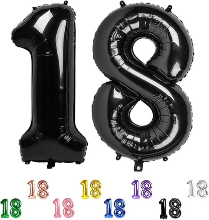 Number Balloons 18 Balloon 40 inch Black by Enyeopd