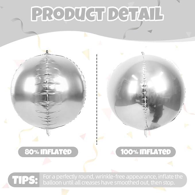 12 Pcs Silver Foil Balloons, Different Size Metallic Silver Balloons - Image 9