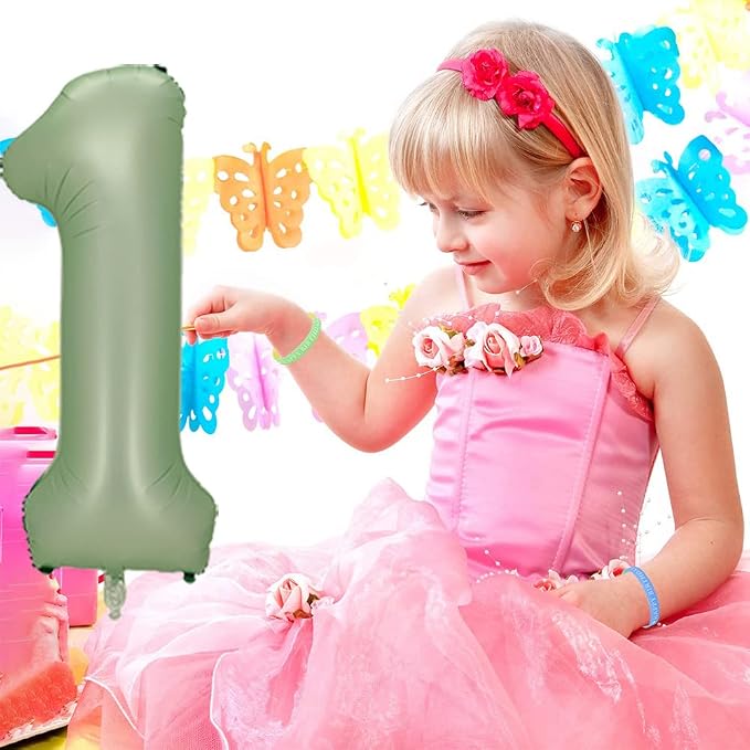 Number 1 Balloon, 40-Inch Sage Green Number Balloon | 40-inch foil balloon - Image 7