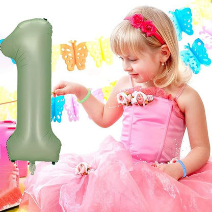 Number 1 Balloon, 40-Inch Sage Green Number Balloon | 40-inch foil balloon - Image 7