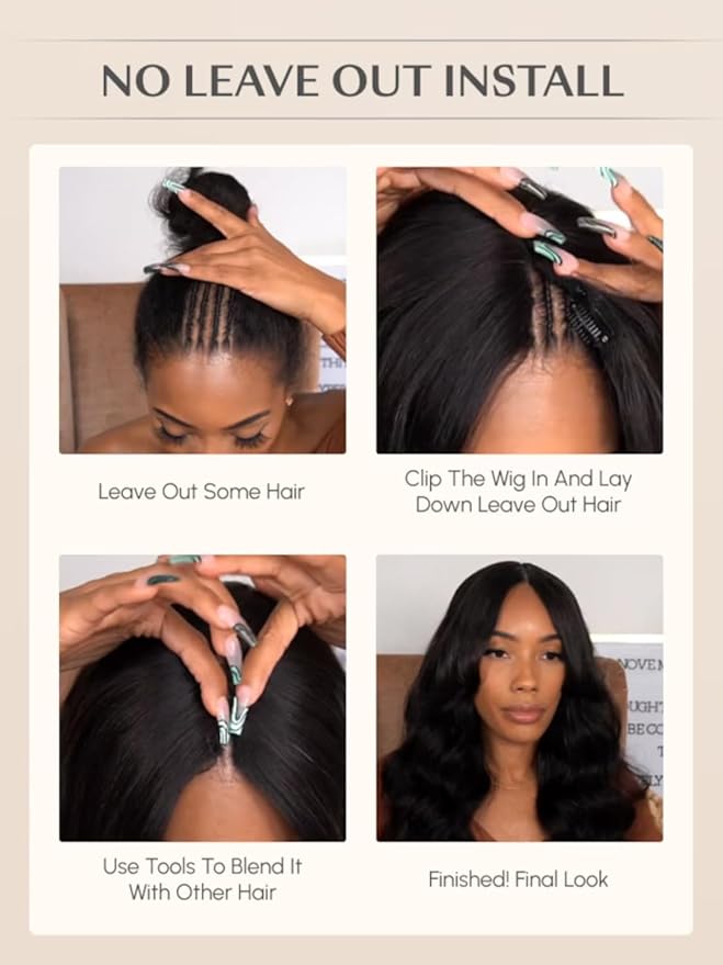 YIROO V Part Wig Yaki Straight Human Hair Wigs for Black Women Upgrade Upart Wig No Leave Out 12A Glueless Kinky Straight V Shape Clip in Half Wig No Glue No Sew Beginner Friendly 180% Density 26 Inch