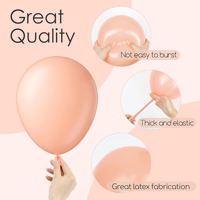 Awenztech 122pcs Peach Pastel Orange Latex Balloons in 18 12 10 5 inches | - Image 3