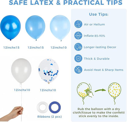 LovesTown Baby Blue and White Balloons, 12 Inch | Confetti balloons, soft color - Image 7