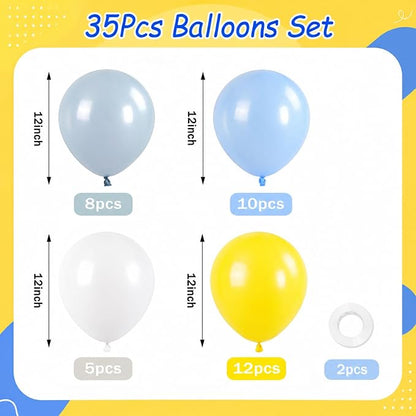 Blue and Yellow Balloons, 12 Inch Pastel Blue Balloons, Mustard Yellow Balloons - Image 2
