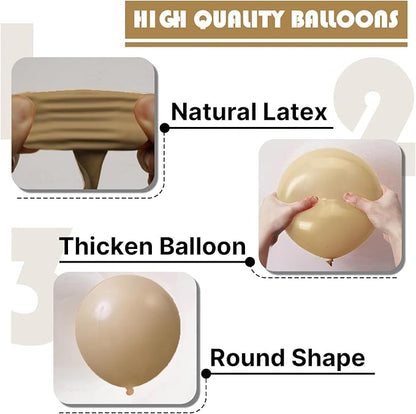 PartyWoo Light Brown Balloons 101pcs Nude Neutral Boho Tan Fall Color | 12 Inch - Image 7