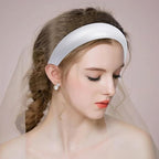 Sliver Wide Headband for Women Soft Leather Padded Headband Fashion Dressy Head Band High Elastic Comfortable Hairband Hair Accessories for Womens Hair