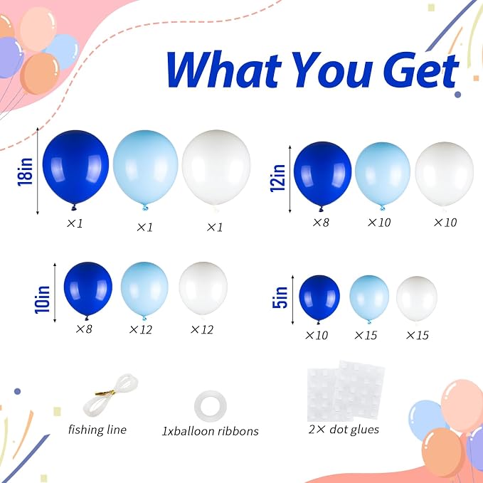 103pcs Blue White Balloon Garland Kit - Image 2