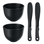 2 Pieces Rubber Facial Mask Mixing Bowl With Plastic Spatula Face Mask Bowl Silicone Mud Masks DIY Skin Care Cosmetic Mixing Tool For Home Beauty Salon Use, Black