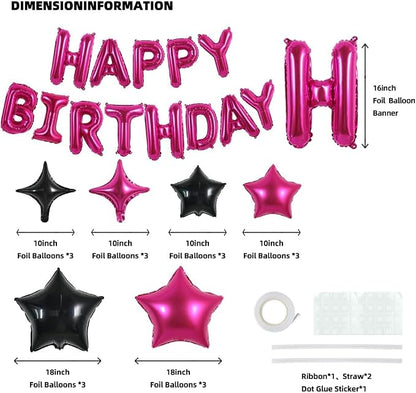 TONIFUL Hot Pink Birthday Decoration Kit 16 Inch Happy Birthday Balloon | 16 - Image 2