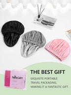 Years calm Reusable Waterproof Shower Caps for Women, Hair Caps for Showers, Double-Layer Elastic Design, for All Hairstyles, Travel-Friendly (grey)