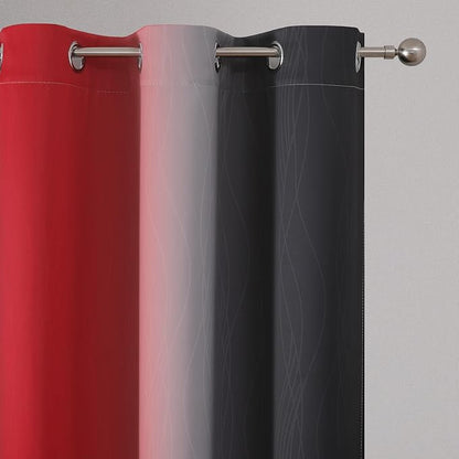 Ombre Red and Black Curtains 45 Inch Length 2 Panels, 100% Blackout Curtains - Image 4