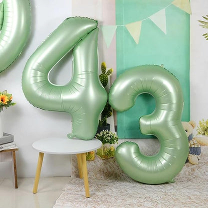 5 Balloon Numbers Birthday Decorations, 40In Sage-Green Balloons - Image 2