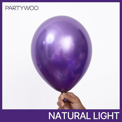 PartyWoo Metallic Purple Balloons 85pcs Chrome Purple Color 18 12 10 5 Inch | - Image 2