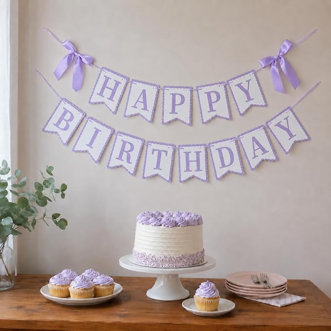 Lavender Happy Birthday Banner - Image 2