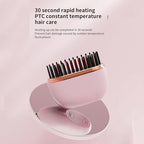 Mini Hair Straighteners, Portable Hair Straighteners Brush, 30s Fast Heating Mini Cordless Straightener with 3 Heat Settings, Rechargeable Hot Comb Heated Hairs Styling Brush, for Home Travel