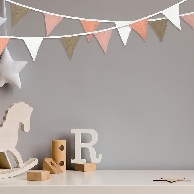Oudain 2 Pcs Pennant Banner Flags Nursery Garland Triangle Bunting Flags - Image 4