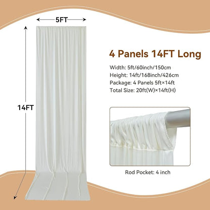 20×14ft Wrinkle Free Ivory Backdrop Curtain, Soft Silky Easy to Drape Cream - Image 2