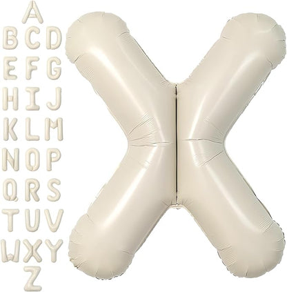 SUWEN 40 Inch Cream Large X Letter Balloons Big Foil Helium A-Z | Jumbo Mylar by SUWEN