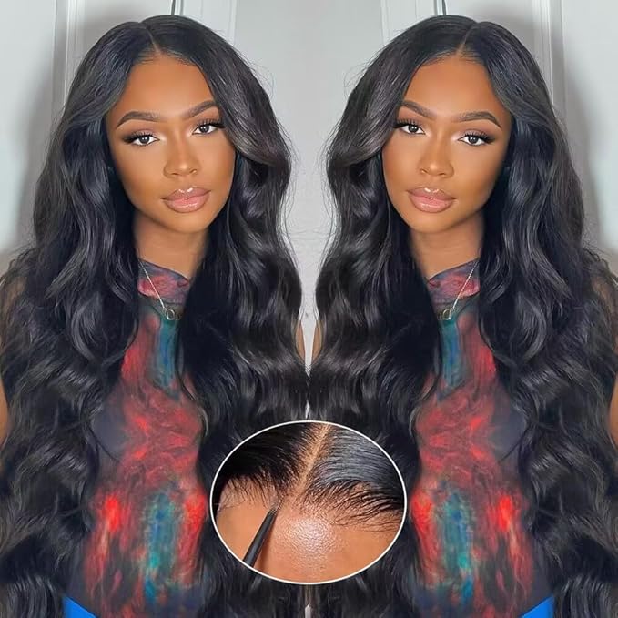 30 Inch Glueless Wigs Human Hair Pre Plucked Pre Cut 7x5 HD Lace Frontal Wigs Human Hair 180% Density Body Wave Wear and Go Glueless Wig 3 Seconds to Wear Easy Wigs for Beginners