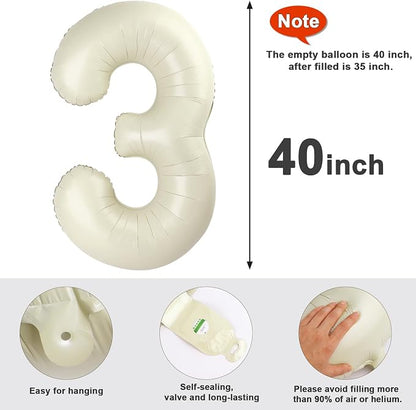 3 Balloon Number 40 Inch Cream Balloons - Image 5