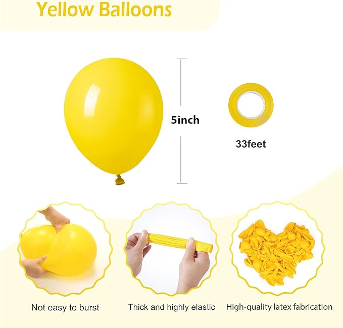 FOTIOMRG 120pcs 5 inch Yellow Balloons | Birthday, Graduation, Baby Shower - Image 2
