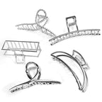 Large Metal Butterfly Hair Clips with Teeth - Big Jaw Grip Clamps for Thick Hair, Non-Slip Silver Clamps for Women
