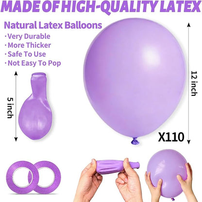 110pcs Pastel Purple Balloon 12 Inch, Pastel Purple Latex Balloons - Image 3