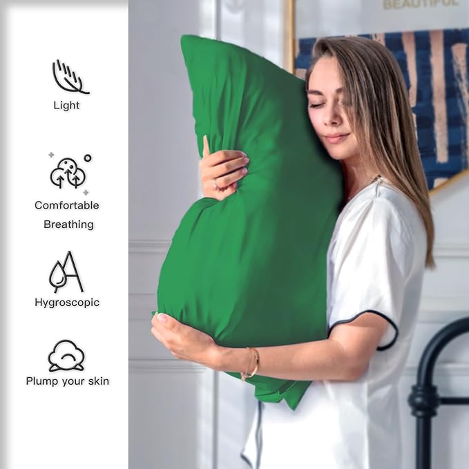 Mulberry Silk Pillow Cases Standard Size Silk Pillowcase with Zipper Soft Breathable Smooth Cooling Satin Silk Pillow Covers for Sleeping for Hair and Skin (Olive Green,20"X 26",1Pcs)