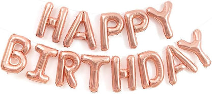 16 Inch Rose Gold Happy Birthday Balloons Banner, Aluminum Foil Letters Happy by VHUWE