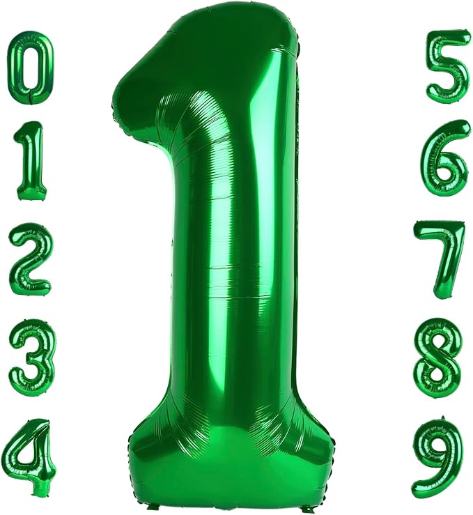 Number 1 Balloons 40 Inch for 1st 11 Birthday Party Decorations, Dark Green | by Mluchee