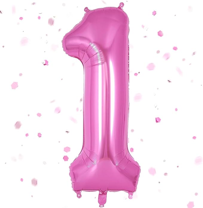 Pink Number Balloons, Large Hot pink Number 1 Balloon 40 Inch Pink 1 Balloon by Yeodong