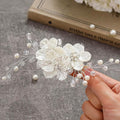 EVILD White Flower Hair Clip Pearl Hair Barrette Bridal Wedding Hair Accessories for Women