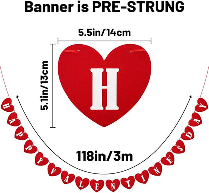 Pre-Strung Happy Valentines Day Felt Banner No DIY Valentines Day Banner | - Image 2