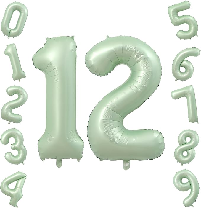 40 Inch Number 12 Balloon for 12th Birthday Decorations Olive Green | Large by TNCDJKPA