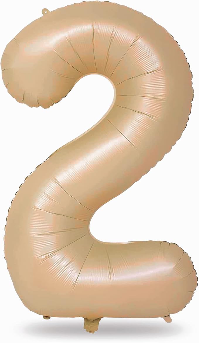40" Neutral Number 2 Balloon for Boys Girls, Large Self Inflating Nude Helium by Lingqiang