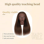 100% Real Hair Mannequin Head Training Head Manikin Cosmetology Doll Head for Hairdresser Practice Braiding Hair Styling with Clamp stand (18inch)