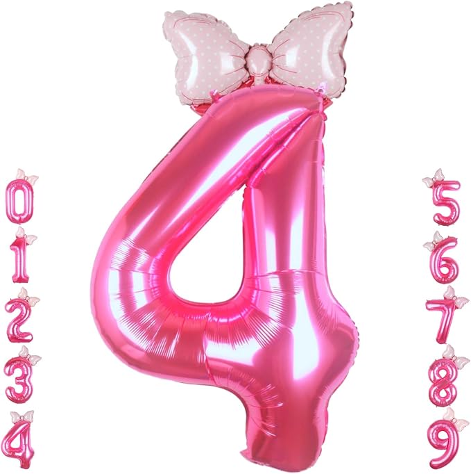 40 inch Pink Number 4 Balloon by Kwuz